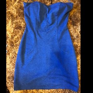 Blue strapless dress